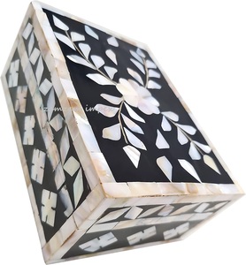 <b>Mother</b> of Pearl Inlay <b>Box</b> with Handcrafted Floral Design Multipurpose Storage Keepsake Organizer for Jewelry, Gifts,Home Decor - Product Image 5