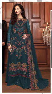 Nuevo traje paquistaní Georgette pesado con bordado Pearl Work Palazzo traje semi cosido para la venta en línea - Product Image 4