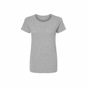 Camiseta gris de alta calidad con estampado informal de talla grande para mujer, camiseta en blanco de manga corta con cuello redondo, Camiseta de punto transpirable a precio al por mayor - Product Image 3