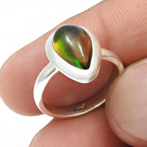 Bagues en argent sterling 925 massif avec opale noire et pierres précieuses faites à la main Bijoux en pierres précieuses naturelles simples 925 Bagues en argent sterling estampillées - Product Image 1