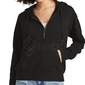 เสื้อฮู้ดซิปครึ่งตัวสำหรับผู้หญิง ปี 2025 ผลิตตามสั่ง ผ้าฝ้าย 100% น้ำหนัก 280 กรัม สไตล์สตรีทแวร์สำหรับฤดูหนาว พร้อมโลโก้ด้านหน้า คอฮู้ด ทนทาน - Product Image 1