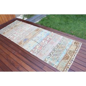 Tapis turc 2,9x8,2 pi (89x250 cm), tapis en laine vintage bleu à bordures - Product Image 2