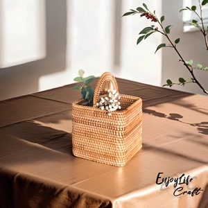 Panier de rangement de bureau en rotin, paniers de rangement faits à la main, rotin naturel, moderne, multifonction, fabriqué au Vietnam - Product Image 4