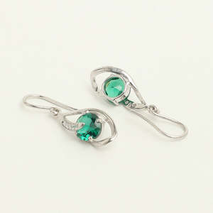 NOVAMART Fine 925 Sterling <b>Silver</b> <b>Drop</b> <b>Earrings</b> for Women & Girls Dark Green Eye Design Rhodium Plating Swiss Zirconia Water Who - Product Image 4