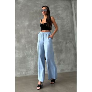 Embroidered <b>Linen</b> Straight Leg Wholesale <b>Trousers</b> - <b>GREY</b> - Product Image 2