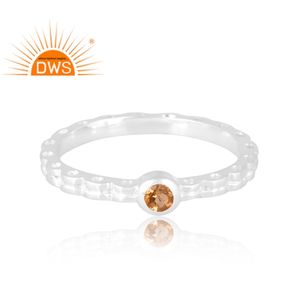 แหวนพลอยซิทรีนธรรมชาติเงินสเตอร์ลิงเครื่องประดับดีไซน์ตามสั่งสำหรับเป็นของขวัญสำหรับผู้หญิง - Product Image 3