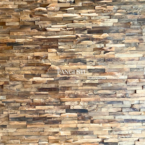 Panneau mural géométrique en bois massif récupéré, revêtement mural décoratif en bois, intérieur/extérieur, insonorisant, mur d'accentuation pour salle à manger - Product Image 2