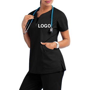 Costumes de gommage unisexe col en V en coton à séchage rapide, top ventes, ensembles de gommage d'allaitement OEM, costumes de gommage médical en spandex avec logo personnalisé - Product Image 6