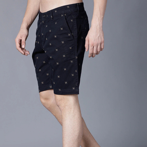 Shorts Bermuda pour Homme en Coton Oxford Noir à Motif Crâne, Taille Mi-Haute, Fermeture Boutonnée, Style Décontracté - Product Image 2