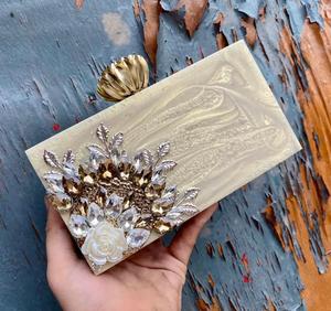 Pochette de perles en résine vintage personnalisée pochette de perles en résine de haute qualité élégante événements de fête de mariage sacs d'embrayages en résine créatifs - Product Image 3