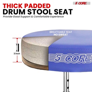 5Core Drum Throne Adjustable Guitar <b>Stool</b> <b>Padded</b> Seat + Drum Practice Pad Snare Drumming Stand - Product Image 5