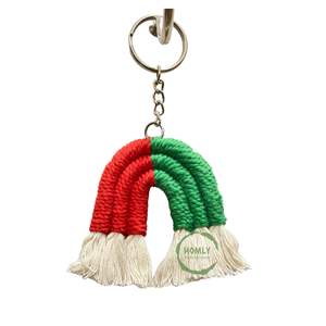 Llavero de algodón bohemio hecho a mano, diseño personalizado para uso diario, colores del arco iris para Pascua, bautismo, regreso a la escuela - Product Image 2