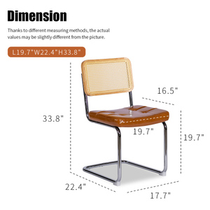Ensemble de <span class=keywords><strong>2</strong></span> chaises de salle à manger en rotin de style Mid-Century, chaises latérales à cadre chromé et revêtement en similicuir pour cuisine et salon - Product Image 6