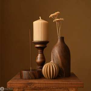 Elegante jarrón alto de madera para flores de tallo largo, macetas decorativas para detalles de entrada y pasillos - Product Image 3