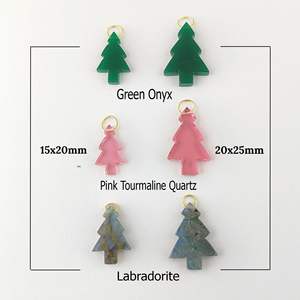Christmas Tree Green Onyx Gemstone 20x25 MM <b>Pendant</b> Hand Carved Gemstone <b>Charm</b> Necklace - Product Image 5