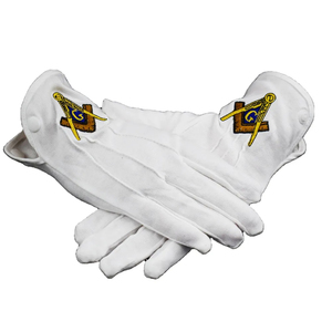 Gants maçonniques de qualité supérieure, bon marché, de couleur blanche, gants professionnels en coton maçonnique avec logo personnalisé - Product Image 5