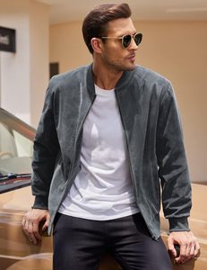 Chaquetas universitarias deportivas personalizadas de primera calidad para unisex con cuello levantado de lana y cuero estilo bordado cierre a presión - Product Image 1