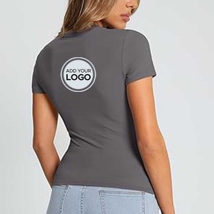 T-shirts en coton pour femmes, col rond manches courtes Baggy coupe régulière hauts t-shirts couleur t-shirt - Product Image 3