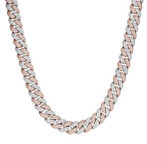 Pendentifs et breloques en acier inoxydable 925, entièrement sertis de moissanite VVS, deux tons, style Miami Cuban, 15 mm - Product Image 3
