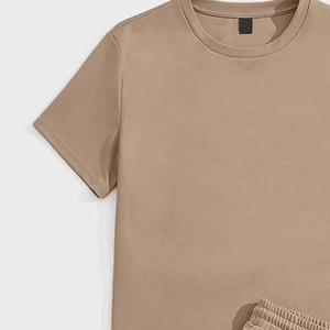 Ensemble de deux pièces pour adultes, hommes, en coton et polyester, avec impression de logo personnalisée de haute qualité, t-shirt et short unis, ensembles d'été - Product Image 6