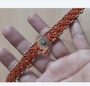 Handmade Black Macrame <b>Bracelet</b> Boho <b>Adjustable</b> Cuff with Brass Charm Unisex Tribal Jewelry Gift - Product Image 5