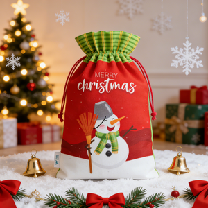 ถุงเชือกรูดลายตุ๊กตาหิมะคริสต์มาสสำหรับเก็บของขวัญในช่วงเทศกาลวันหยุด - Product Image 3