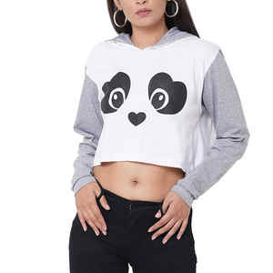 Sweat à capuche court chaud et confortable pour femmes avec doublure en polaire Logo avant ODM Streetwear pour temps froid - Product Image 1