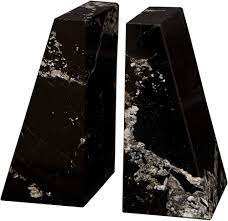 Serre-livres en marbre zèbre noir, Serre-livres pour étagères, Serre-livres en onyx noir - Product Image 4