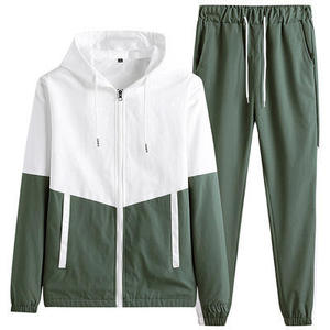 Tops deportivos + Pantalones largos para hombre, conjunto de 2 piezas, chándal, nueva moda, manga larga, cuello redondo, sudaderas con capucha de Color sólido, chándales informales - Product Image 3