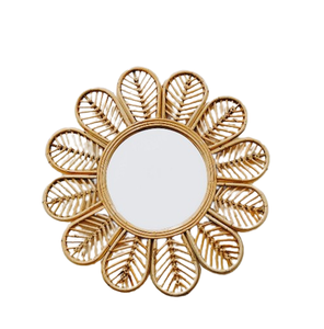 Material <b>Rattan</b> Rounded <b>Rattan</b> <b>Mirror</b> Wall Decorative Home Decoration Wall Art Natural Color Frame for Home Decor & Hotels - Product Image 1
