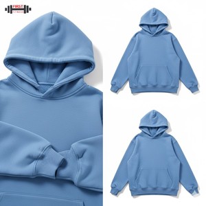 Haute qualité poids lourd surdimensionné 100% coton polaire hiver plaine teint hommes longueur régulière sweat à capuche bouffée impression 300gsm - Product Image 3