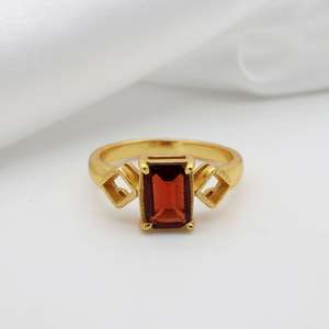 Geometric Garnet <b>Ring</b> Brass Jewelry for Women 18k <b>Gold</b> Plated Wholesale <b>Rings</b> - Product Image 5