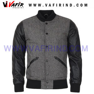 Chaquetas con letras de béisbol Vintage para hombre, chaquetas con bordado de chenilla de lana, lona frontal personalizada, manga de cuero en blanco, estilo Varsity Jacket - Product Image 4