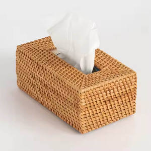 Boîte à mouchoirs carrée en bambou tressé à la main, écologique, de haute qualité, style bohème, design personnalisé, décoration flexible, Vietnam - Product Image 4