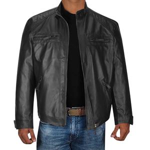Veste en cuir pour hommes OEM ODM Slim Fit Vintage Motorcycle Biker Manteaux Factory - Product Image 2