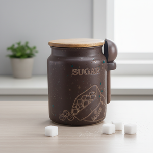 Premium Quality 3460989LB Nordic Design DURABLE PORCELAIN <b>CANISTER</b> WOOD LID &WOOD SPOON - Product Image 2