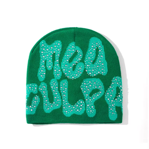 Bonnet en jacquard avec logo personnalisé avec strass Bonnets unisexes chauds d'hiver tricotés pour hommes enfants femmes avec strass - Product Image 5