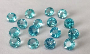 Apatite de couleur Paraiba naturelle coupe ronde 5mm à facettes-Apatite lâche excellente qualité bonne couleur Apatite ronde - Product Image 5