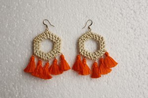 Handmade With Love Bohemian Hemp Rope Hoop Earrings Turquoise Beaded Women's Fashion Jewelry - Product Image 5