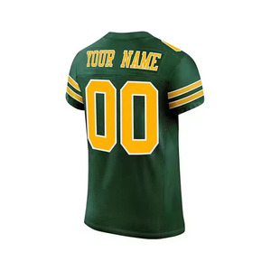 Custom Sublimated American Football Jersey Men's Green Yellow Mesh V-Neck Breathable Short Sleeve Team <b>Name</b> 00 Uniform - Product Image 3