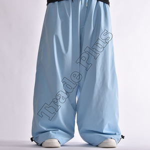 Winter Light Blue Waterproof Snow Pants with Drawstring Waist Adjustable Hem <b>Toggles</b> Warm Lining and Loose Fit for Outdoor Use - Product Image 2