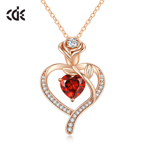 CDE YN1168 Fine 925 Sterling Silver Jewelry <span class=keywords><strong>Necklace</strong></span> Venta al por mayor <span class=keywords><strong>Heart</strong></span> Zircon colgante <span class=keywords><strong>Rose</strong></span> <span class=keywords><strong>Gold</strong></span> Plated Birthstone Colgante Collar - Product Image 2