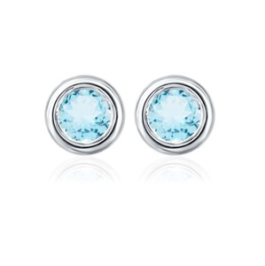 Wholesale Trendy Romantic Natural Blue Topaz Bezel <b>Set</b> <b>Stud</b> <b>Earrings</b> Rhodium Plated Sterling <b>Silver</b> Party Engagement Wedding - Product Image 2