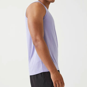 Camiseta sin Mangas de Alta Calidad para Hombre, Transpirable, de Secado Rápido, Ropa Deportiva Hecha de Algodón y Poliéster 160g, Tejido de Punto Informal, Cuello Redondo, Color Sólido - Product Image 3