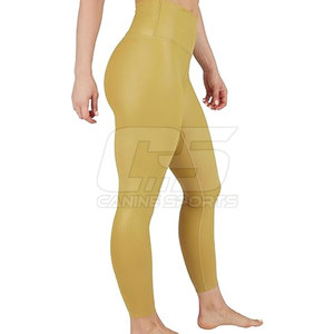 กางเกงแฟชั่นทรงดินสอเอวสูงของผู้หญิง, กางเกงหนังแท้น้ำหนักเบาลายสีทึบปิดเอวยางยืดสไตล์ทันสมัย - Product Image 6