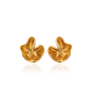 Classic <b>finely</b> detailed and crafted 18k gold plating <b>stud</b> <b>earrings</b> for women crumpled paper texture <b>stud</b> <b>earring</b> anti tarnish - Product Image 1