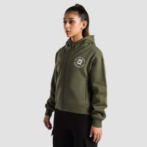 Sudadera con Capucha Apex Stride Transpirable con Cierre para Otoño, Color Oliva - Product Image 2