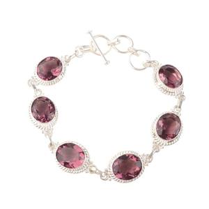 กำไลข้อมือเทนนิสประดับโรโดไลต์เซอร์คอน ทำด้วยมือ เงินแท้ 925 เครื่องประดับหรูหราสำหรับผู้หญิง ของขวัญวันครบรอบ - Product Image 1