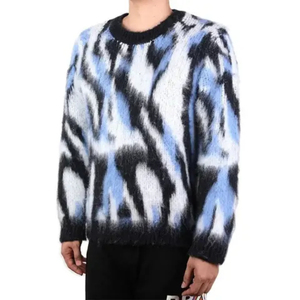 Meilleure qualité pull en mohair pour hommes vêtements d'hiver décontractés haut tendance matériau souple nouveauté chandails pour hommes en mohair personnalisés - Product Image 3