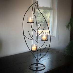 Portavelas de Hierro Forjado con Forma de Hoja, Soporte Metálico para Velas Votivas, Decoración Moderna para el Hogar, Centro de Mesa, Escultura para Bodas y Fiestas, Tendencia - Product Image 1